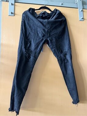 Judy Blue Jeans Womens 15-32 Blue Slim Skinny Raw Hem Distressed Stretch Denim